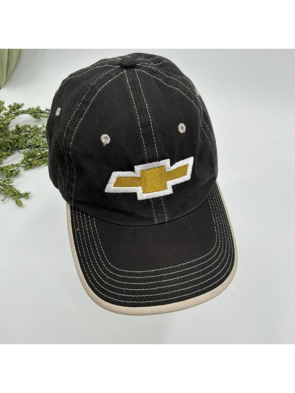Chevrolet Gold Embroidered Chevy Logo Black Baseball Cap Mans Hat 100% Cotton